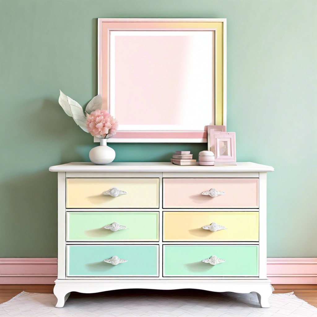 pastel shades with white borders