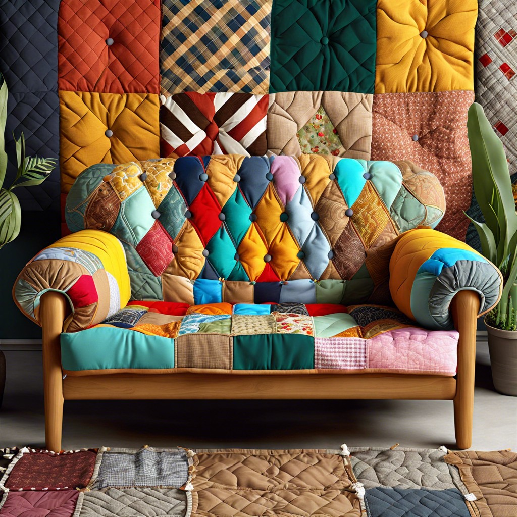 patchwork patterns combine various fabric scraps of different textures and colors