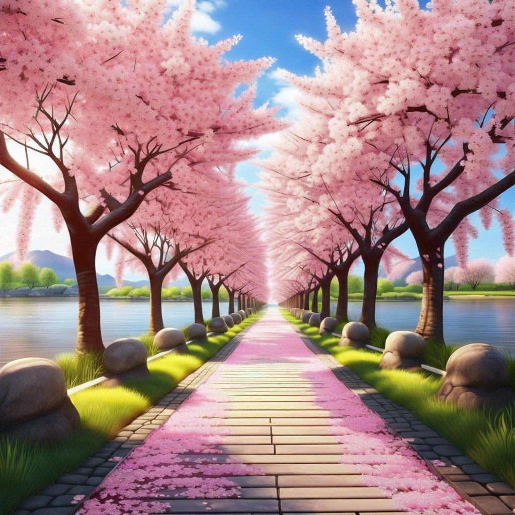 pathway lined with cherry blossoms