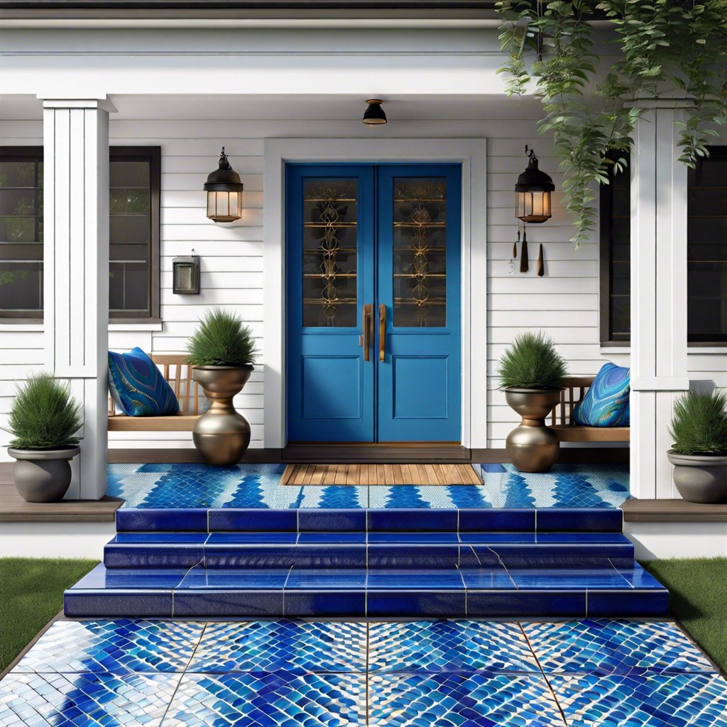 peacock blue glossy tiles