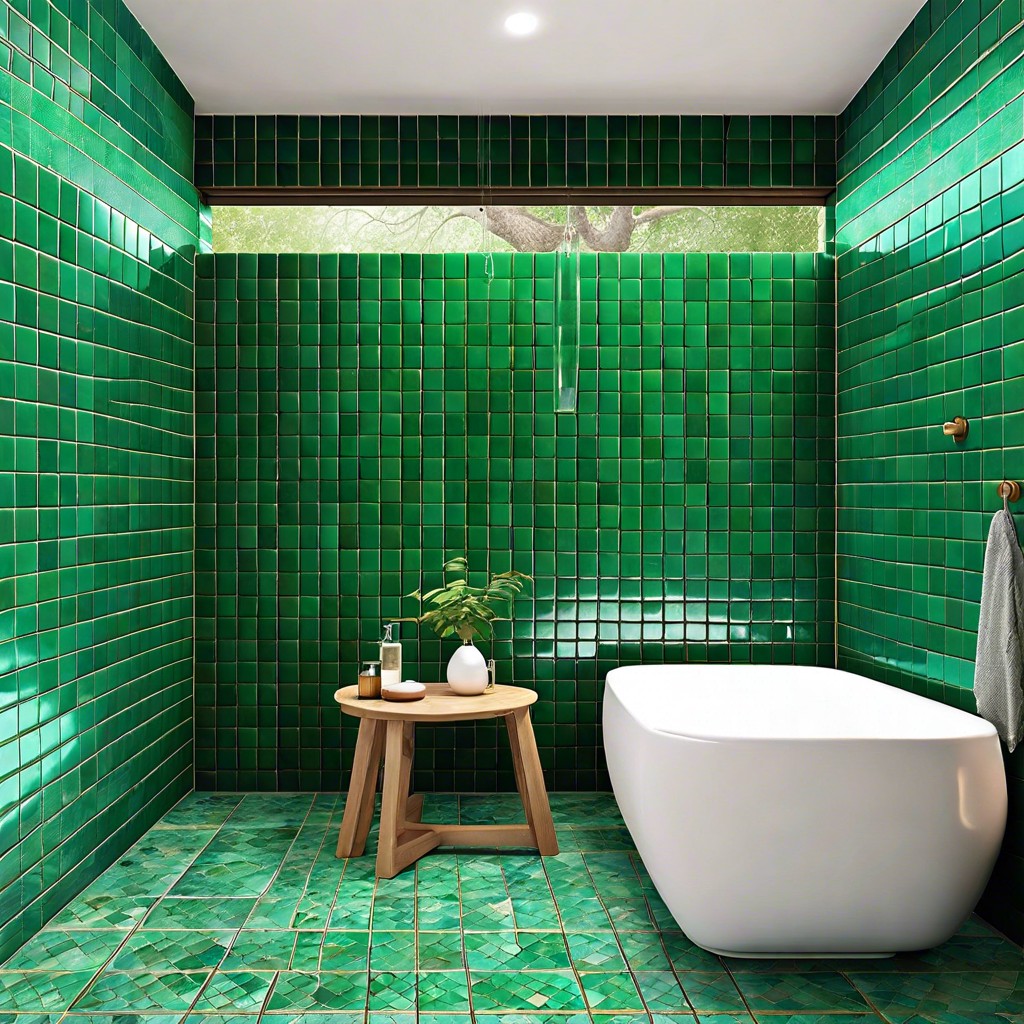 peacock green zellige tiles for a glossy textured look