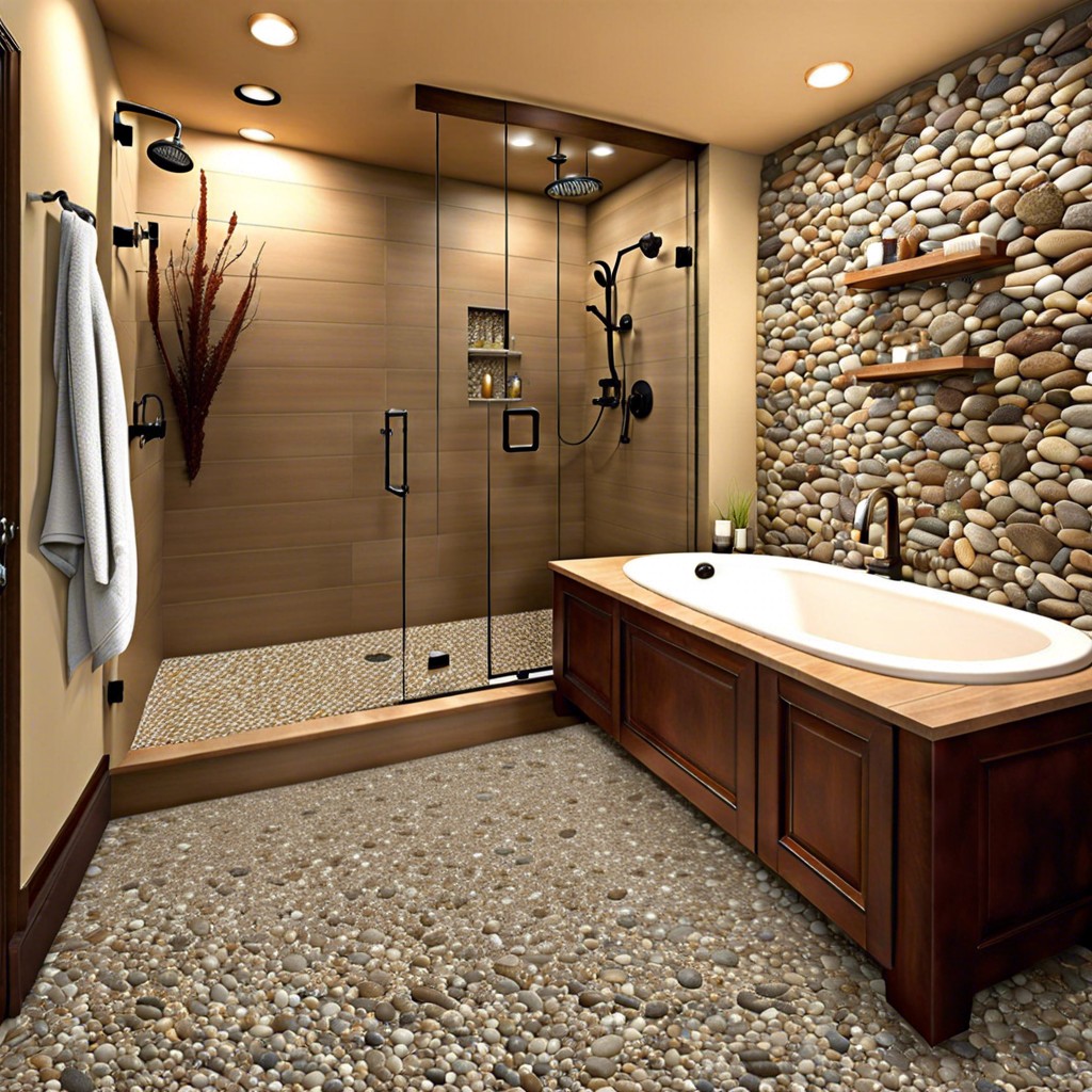 pebble floor river rock pebbles as the shower floor