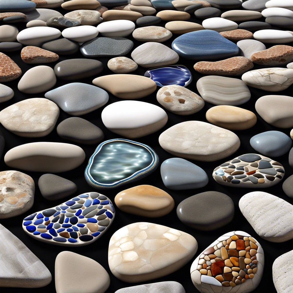 pebble stone embedded tiles