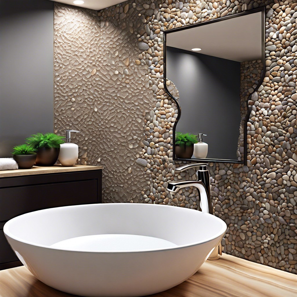 pebble stone tile creates a nature inspired texture