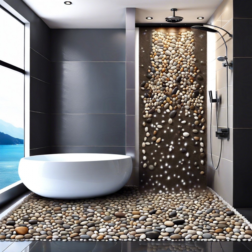 pebble tile waterfall effect