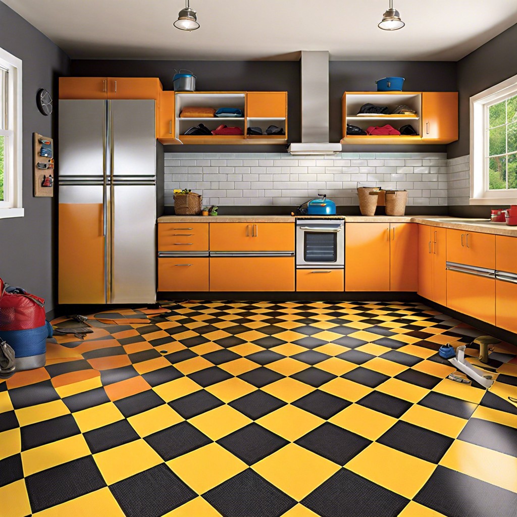 peel and stick vinyl tiles in vibrant patterns