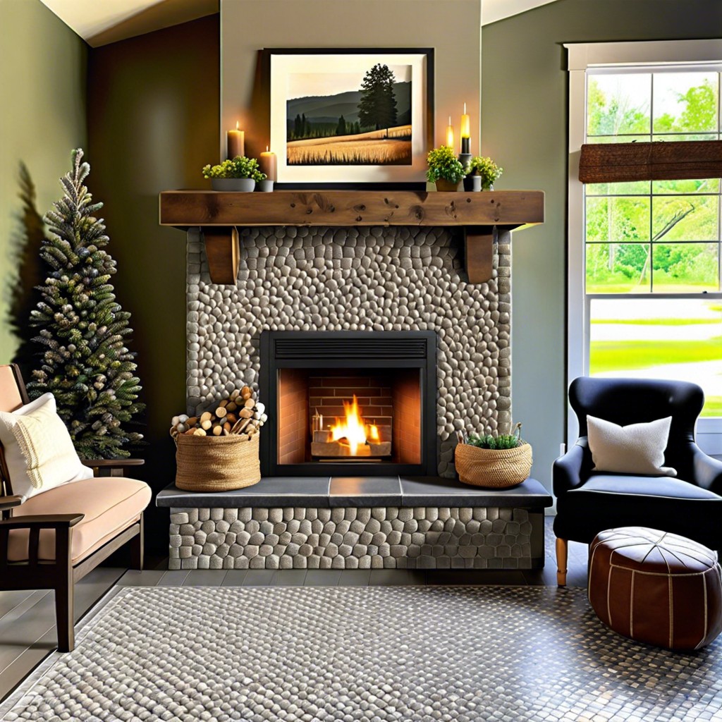 peppled tile hearth for a textured look