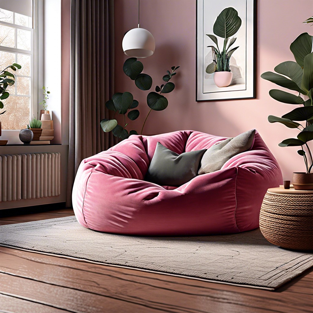 pink corduroy bean bag couch