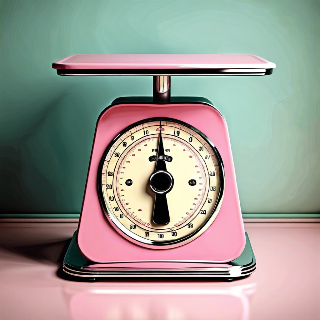 pink retro bathroom scales