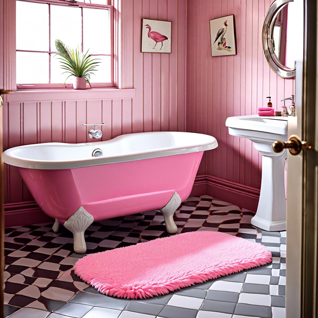 pink shag bathmat