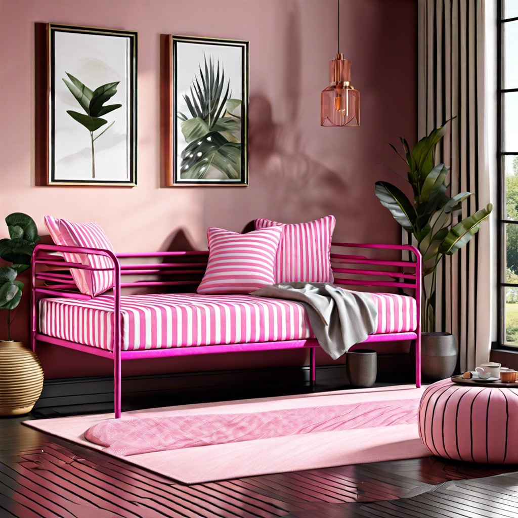 pink striped daybed