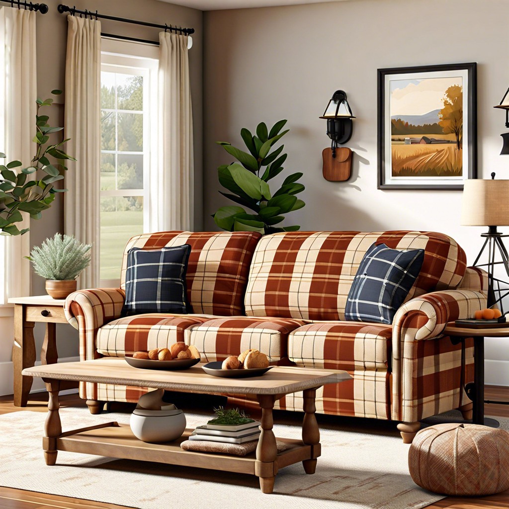 plaid patterned upholstery