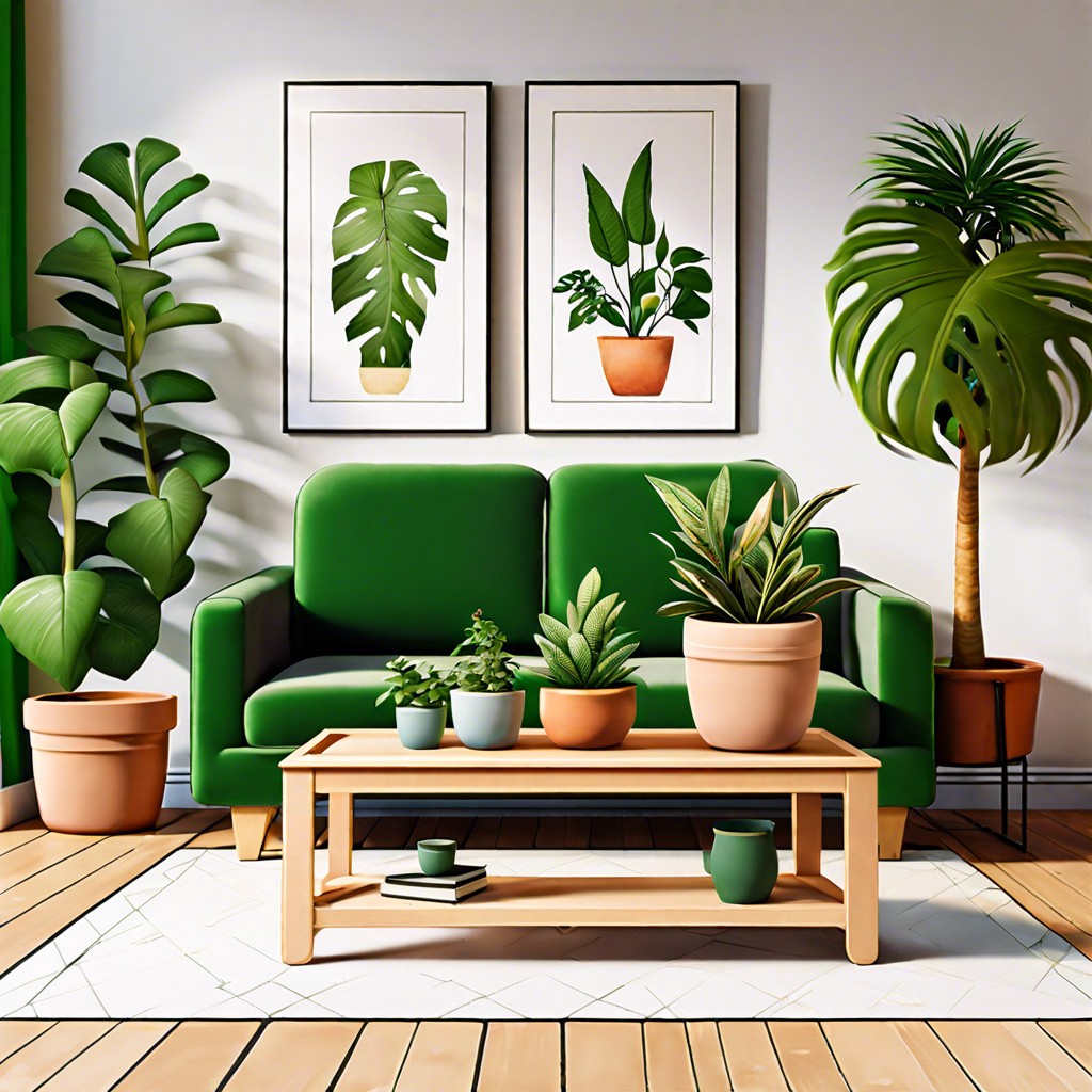 plant display table adorn with various potted plants for a green touch