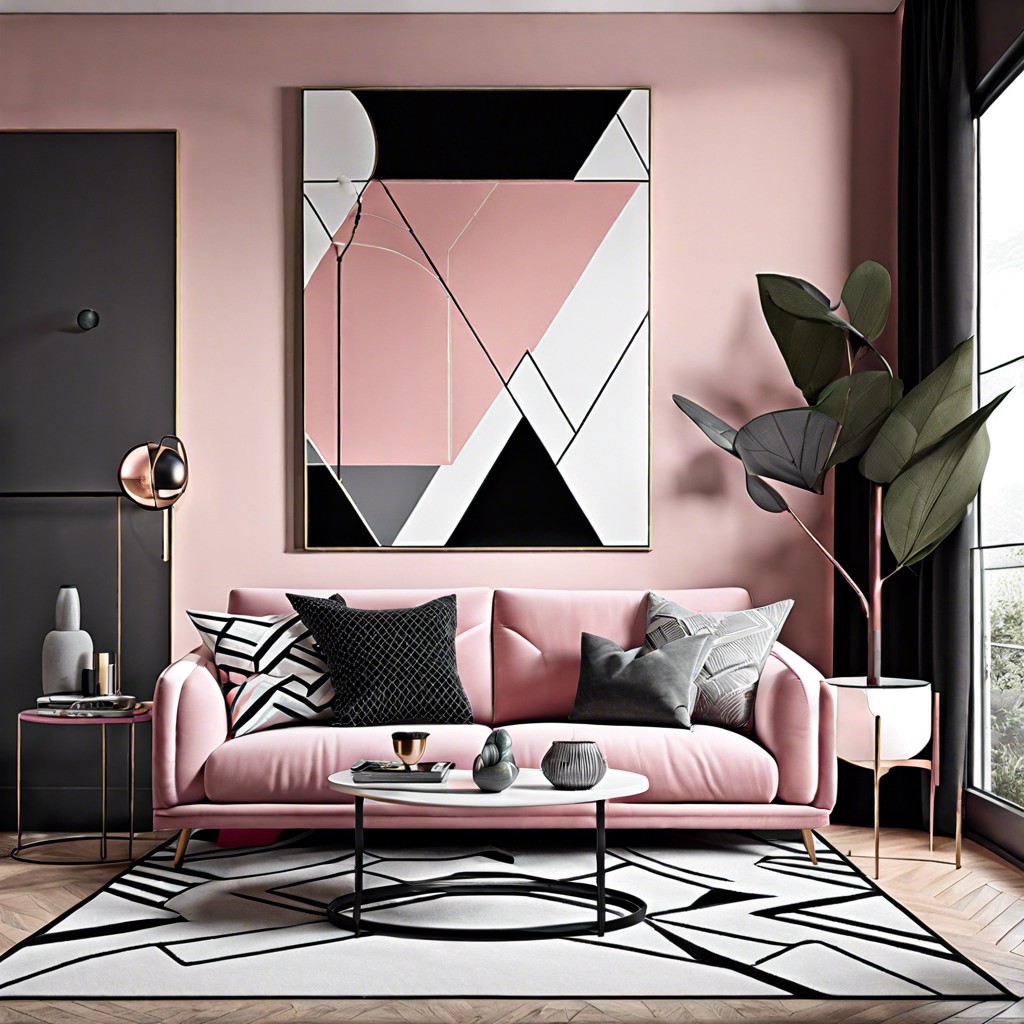 play with patterns add geometric prints in black and grey to complement the pink