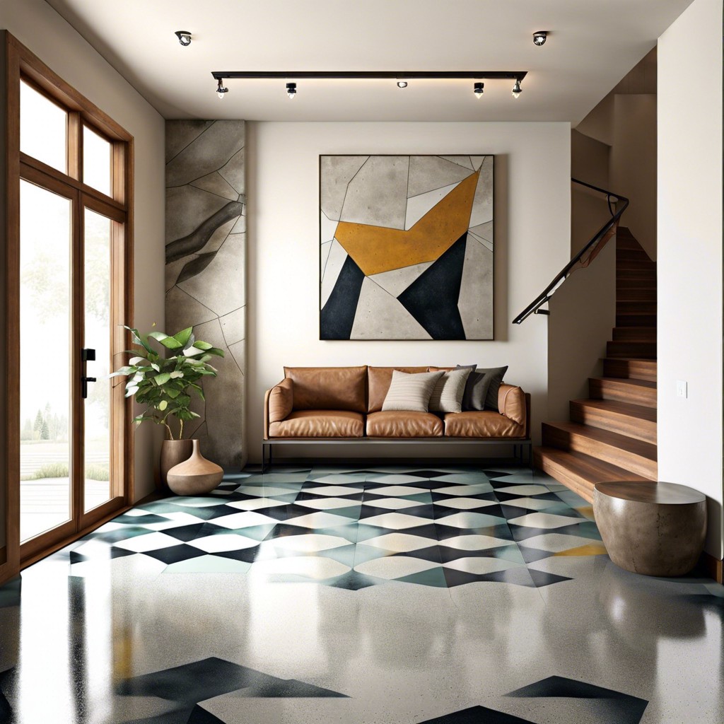 polished concrete with geometric stains