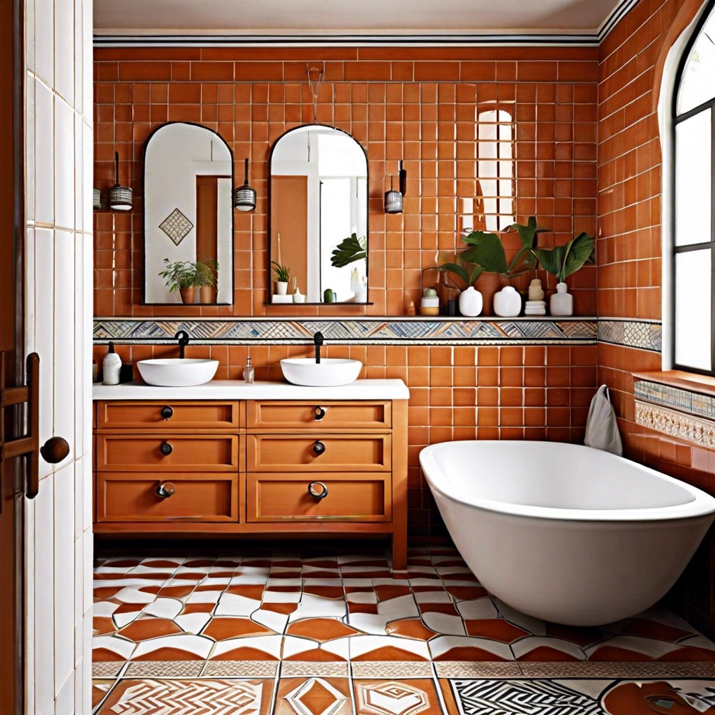 pueblo deco blend terracotta and white tiles in a pueblo inspired design