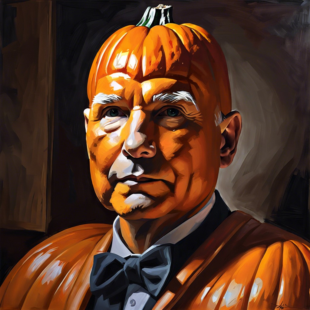 pumpkin portrait paint a realistic or caricatured portrait of someone famous