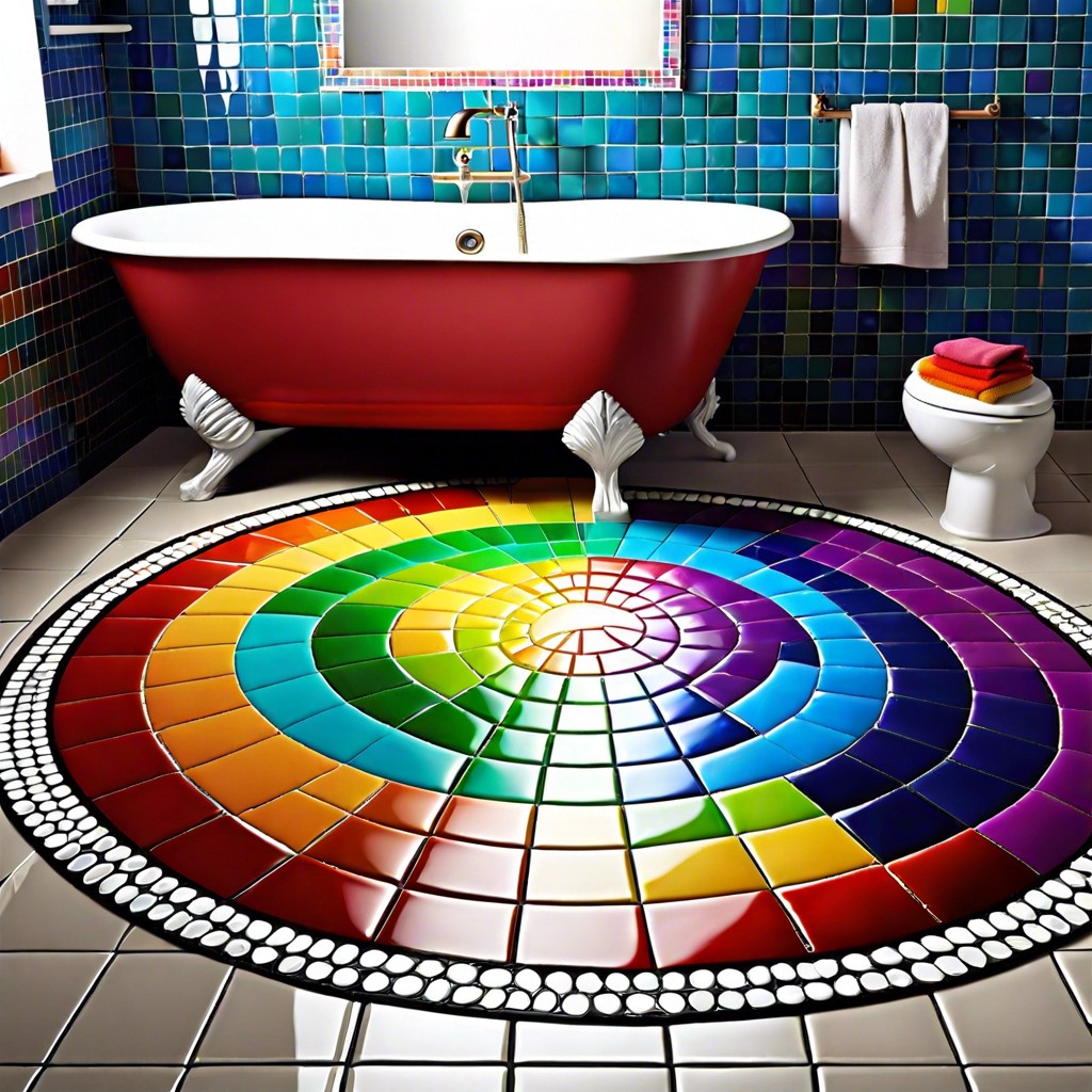 rainbow colored tiles arranged in a circular pattern