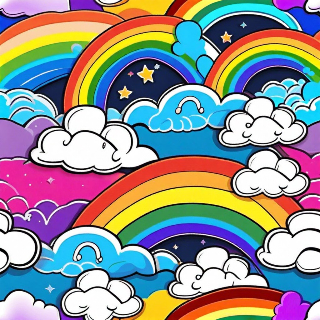 rainbows and clouds