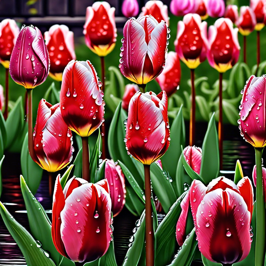 raindrops on tulips