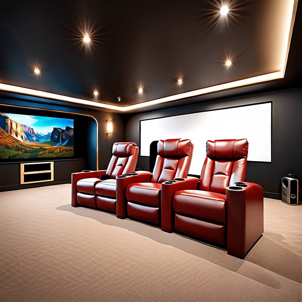 reclining theater seats with cup holders for movie nights