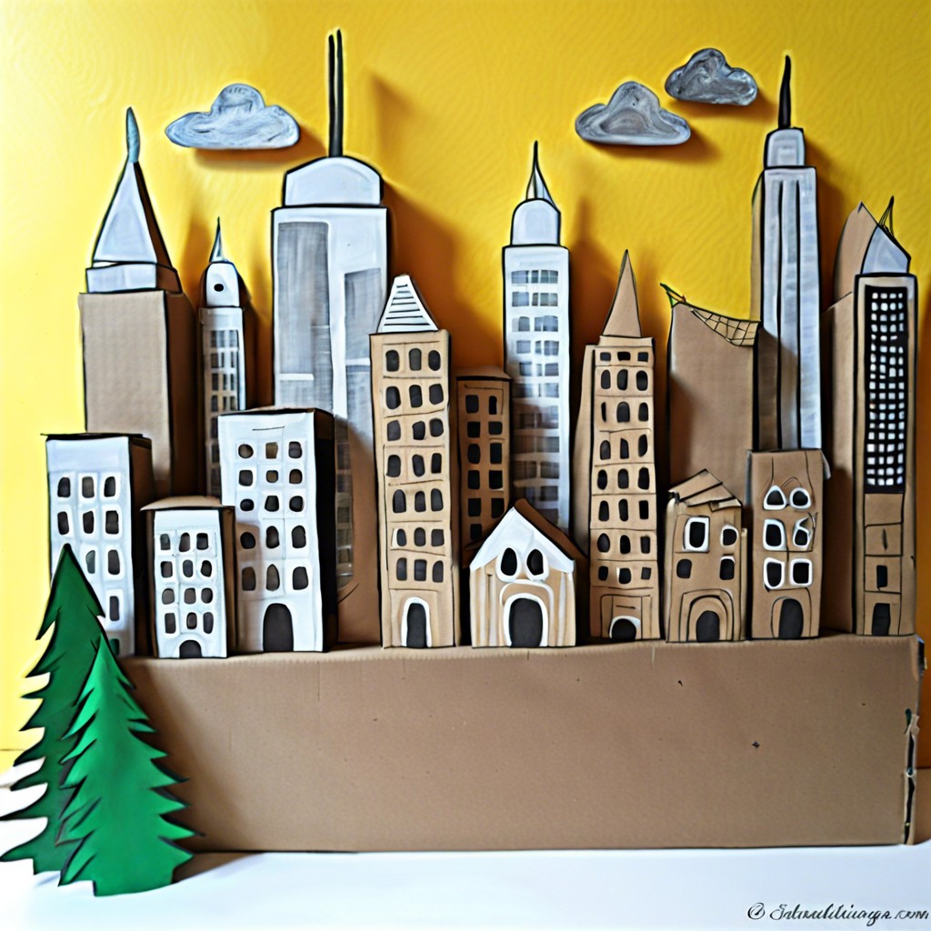 recycled cardboard cityscape