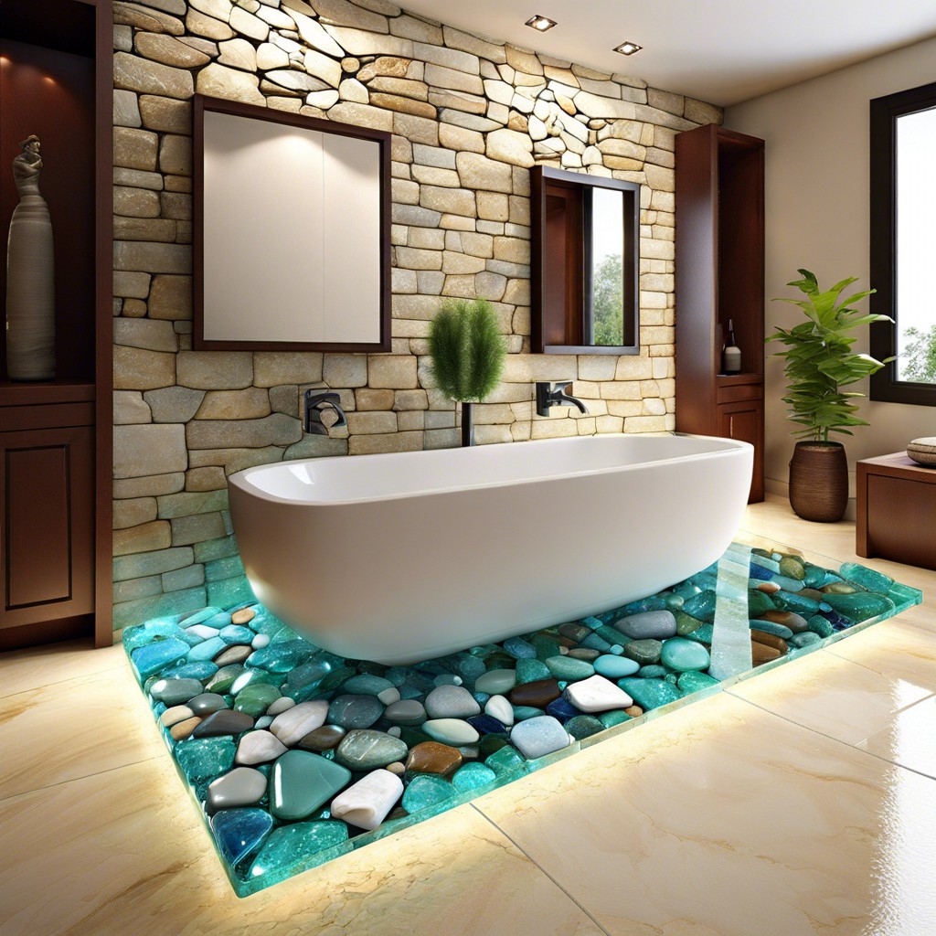 recycled glass with natural stone inserts