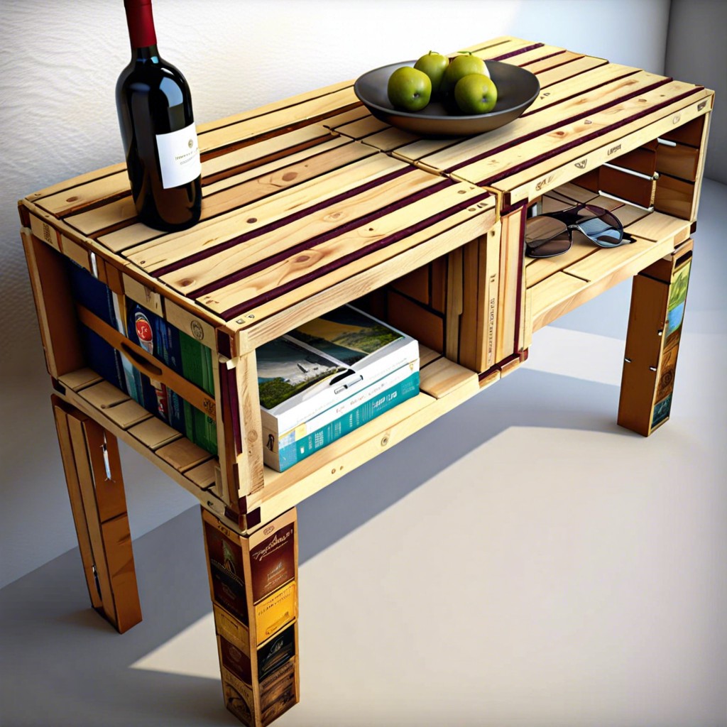 recycled wine crate table