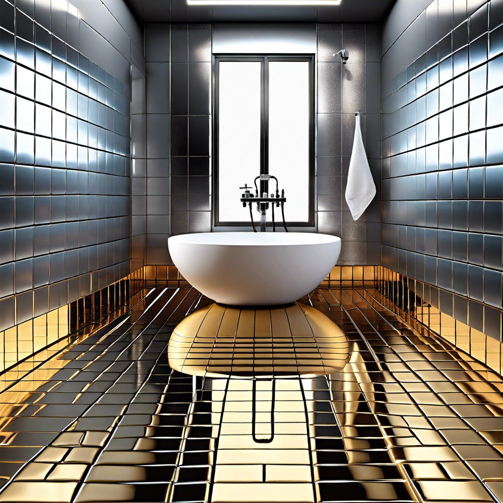 reflective metallic tiles for a sleek futuristic look