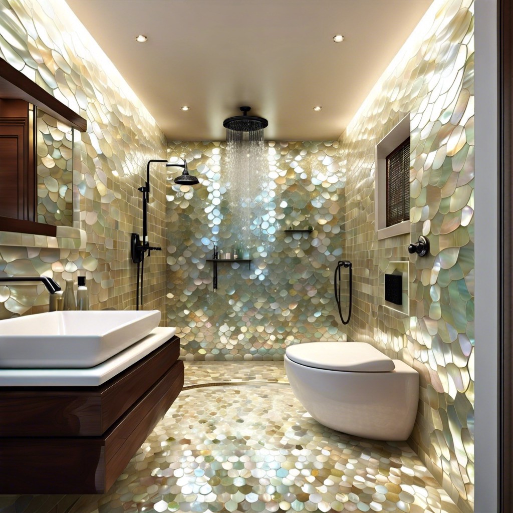 reflective mother of pearl tiles for a luminous effect