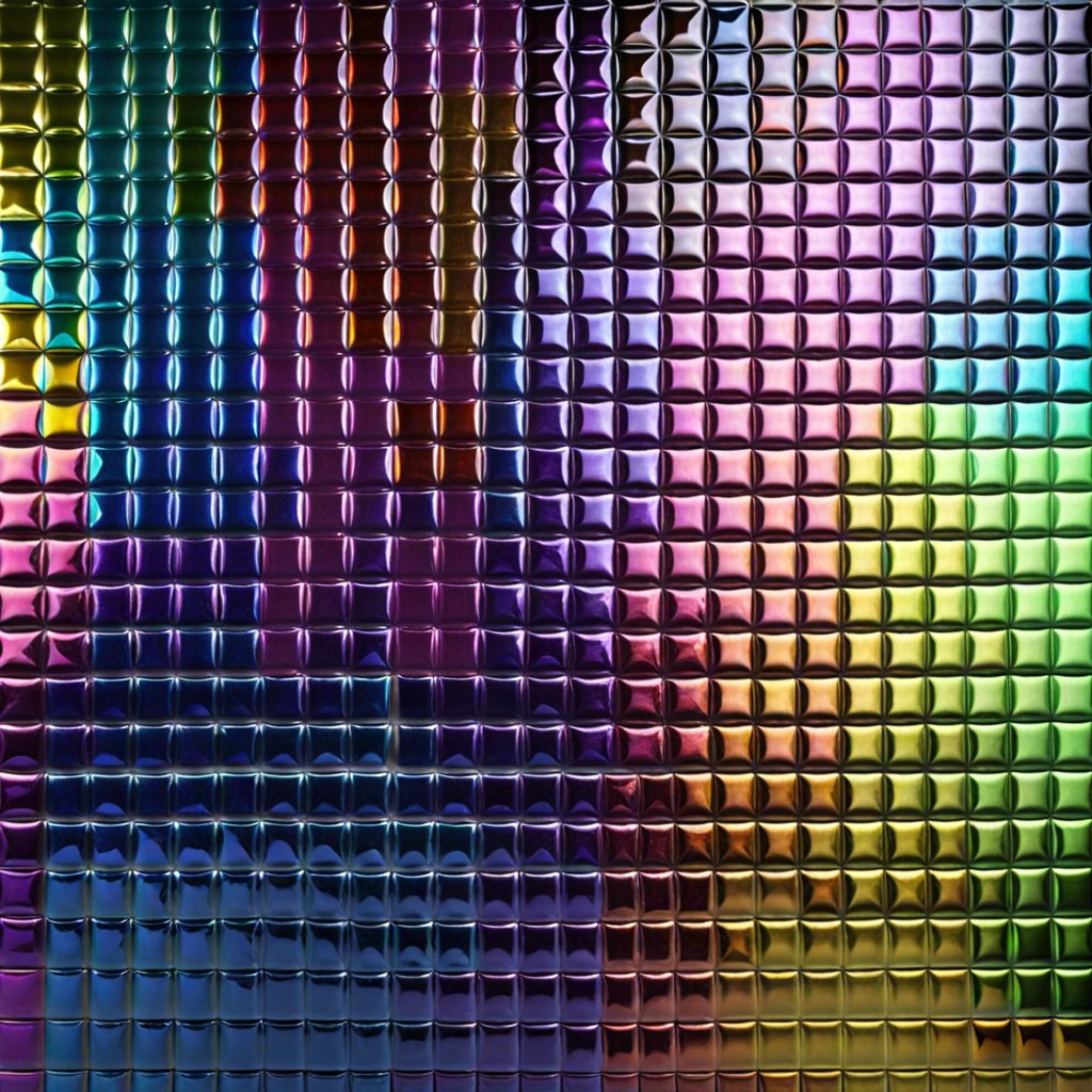 reflective rainbow iridescent glass tiles that reflect different colors