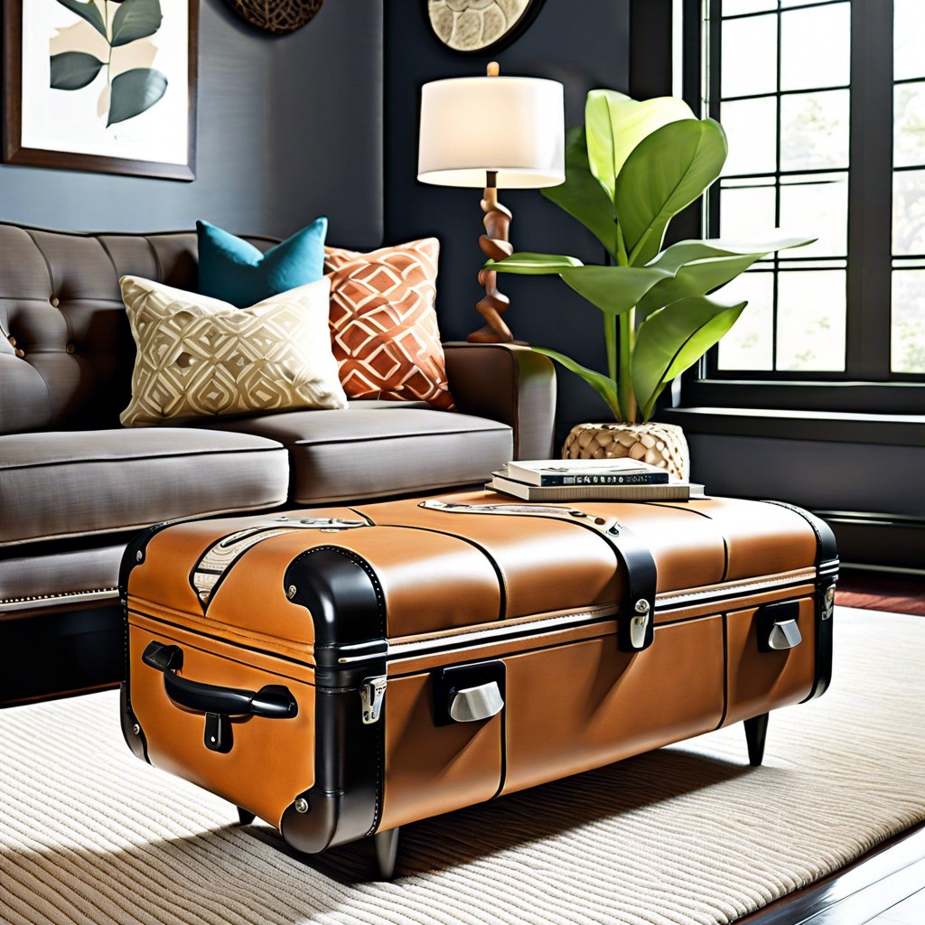 repurposed suitcase ottoman