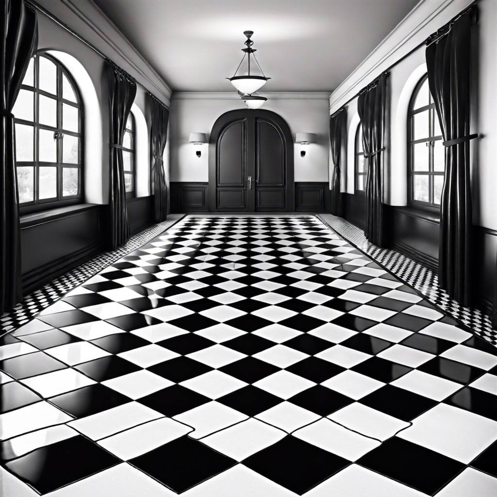 retro checkerboard with black and white tiles