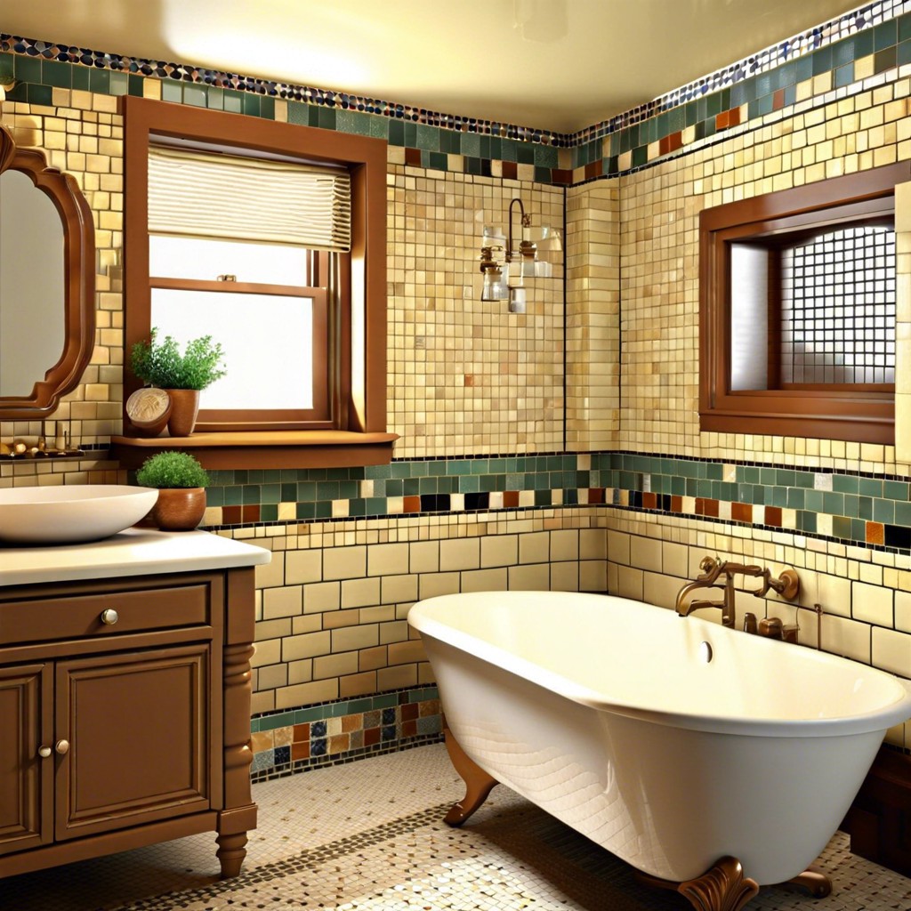 retro mosaic tile backsplash