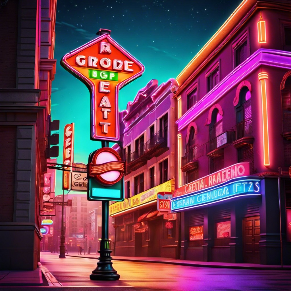 retro neon street signs