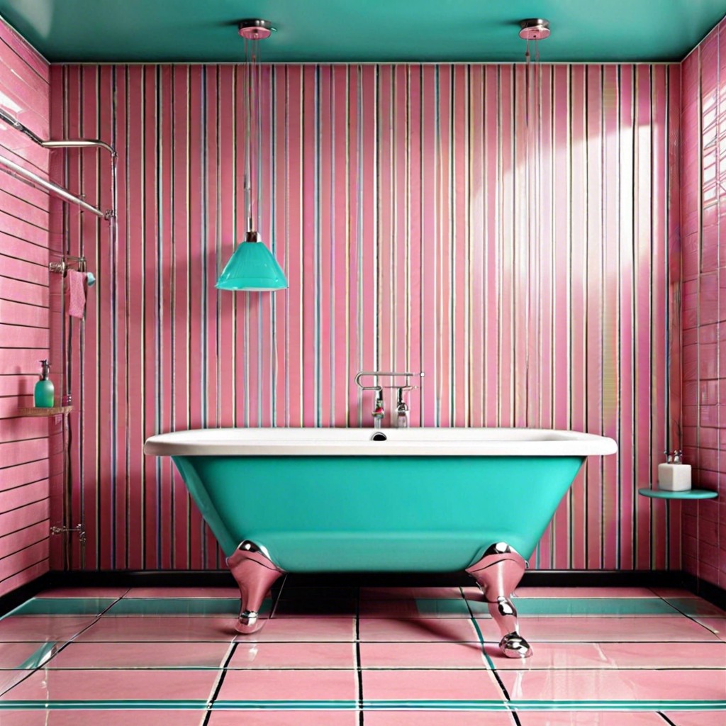 retro pink and turquoise stripes