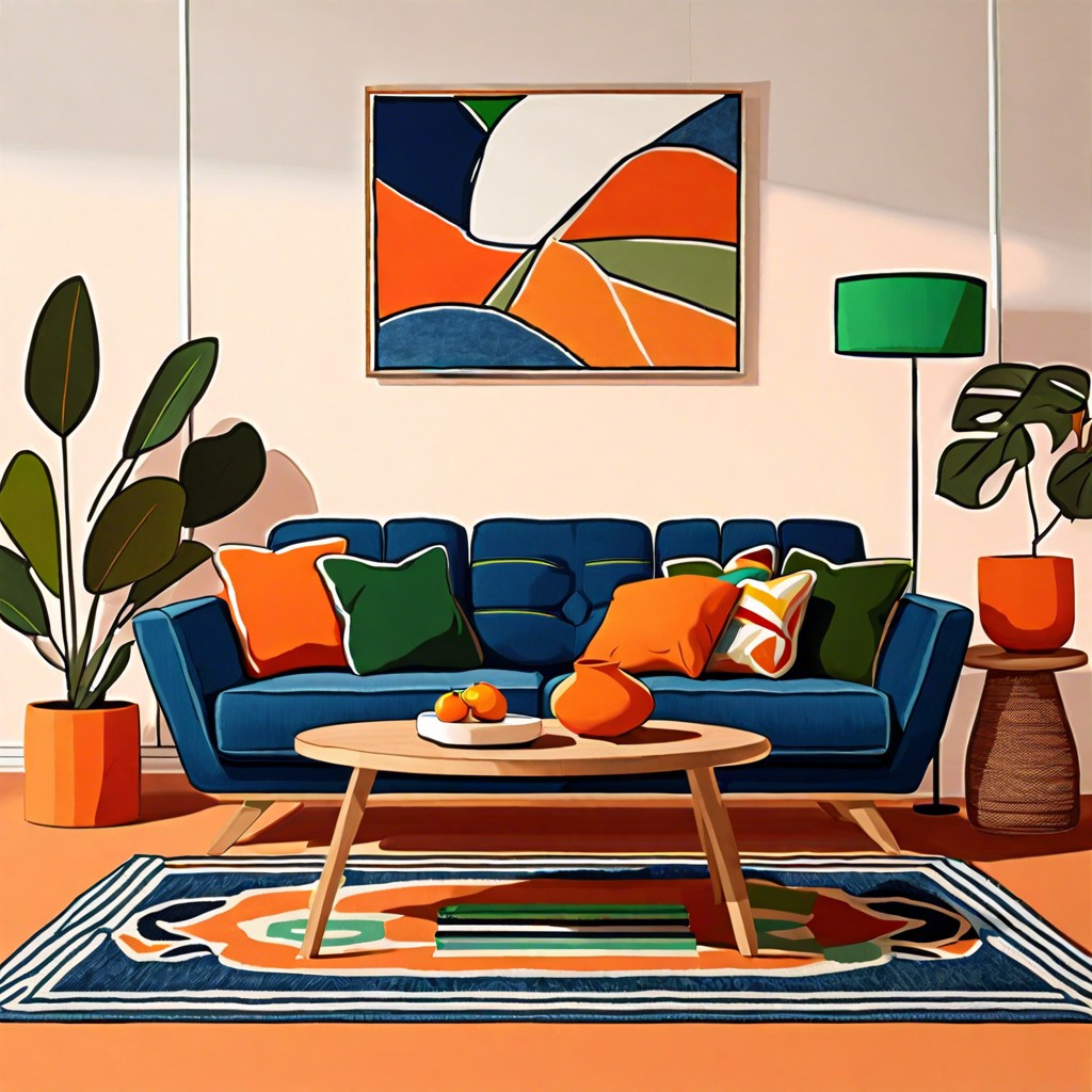 retro pop introduce bright retro colors like orange and green and shaggy rugs