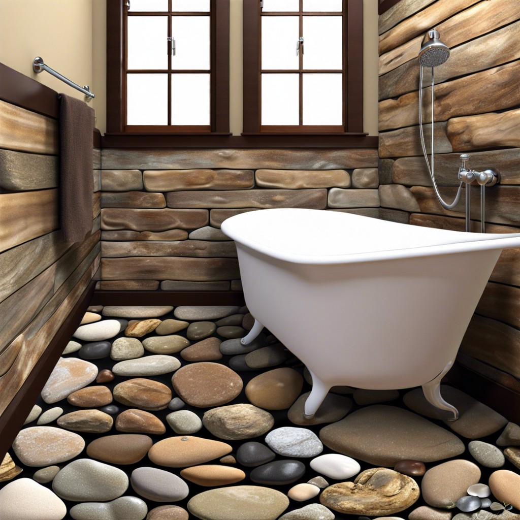 river rock shower floors