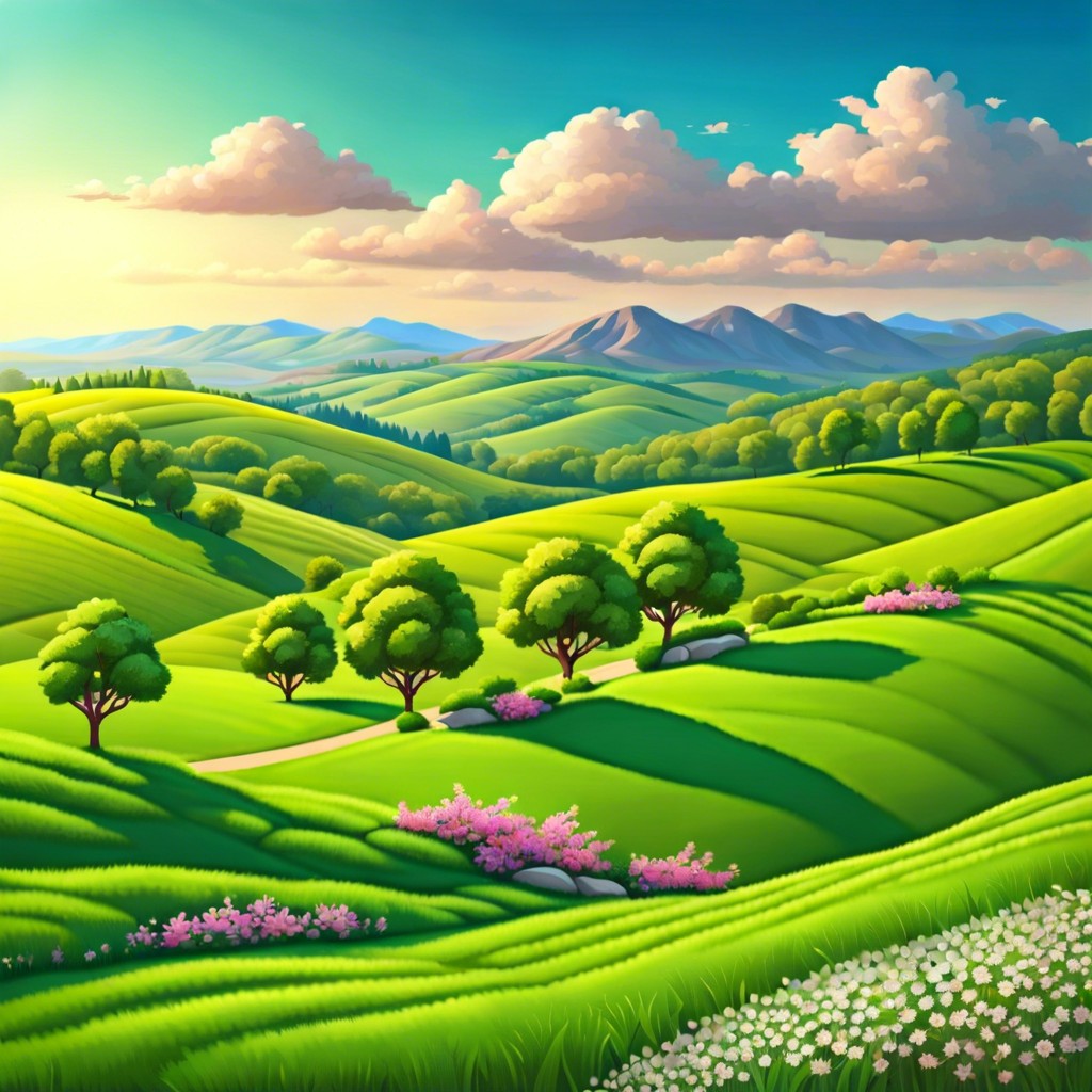 rolling hills in spring