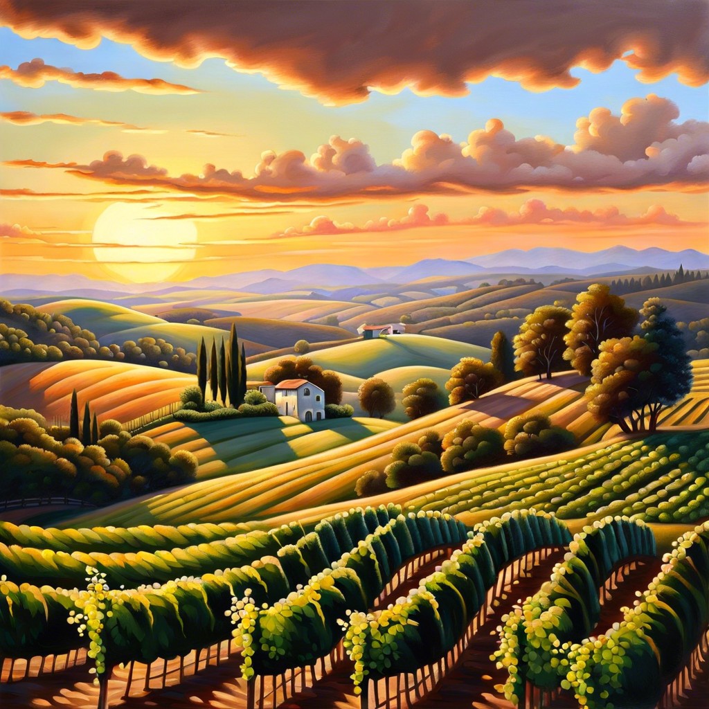 rolling vineyard hills