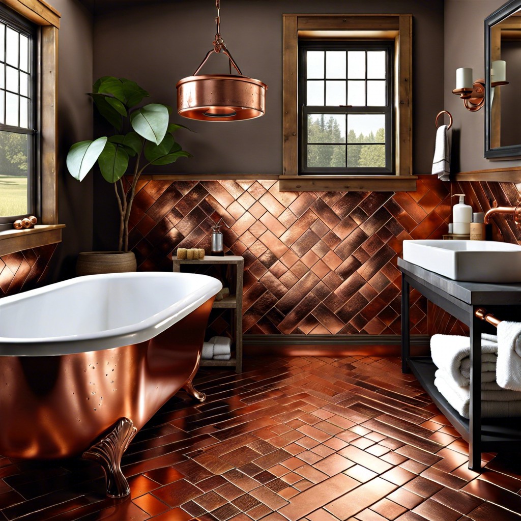 rustic copper colored metallic tiles