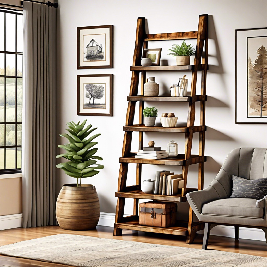 rustic ladder bookshelf