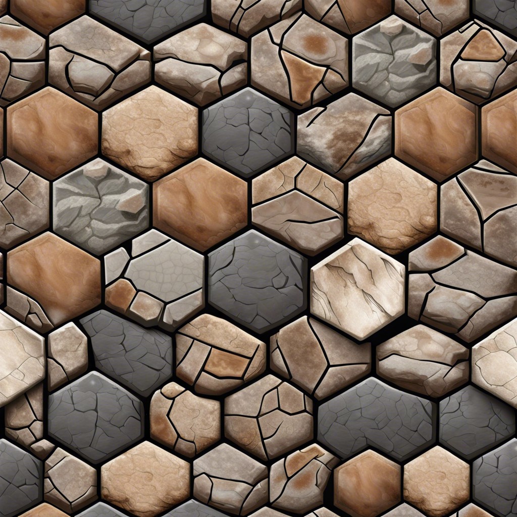 rustic stone hexagons resembling natural stone textures