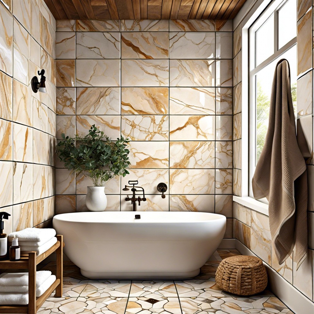 rustic tumbled marble tiles for a textured look