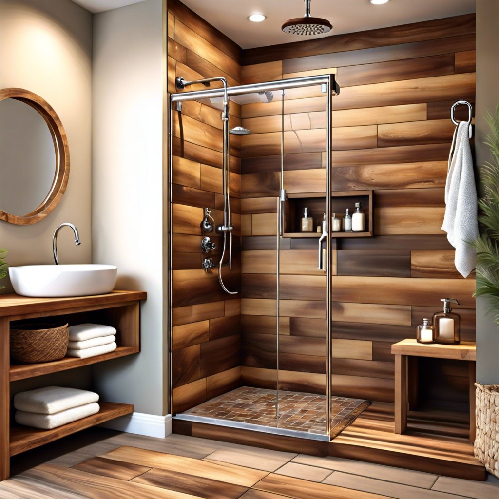 rustic wood look tiles for a warm inviting ambiance