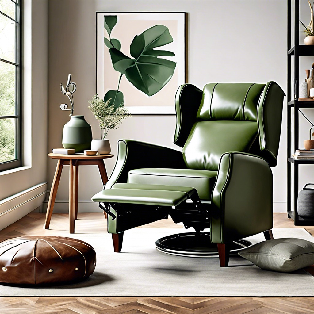 sage green leather recliner