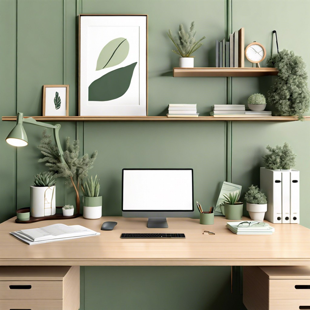 sage green office desk
