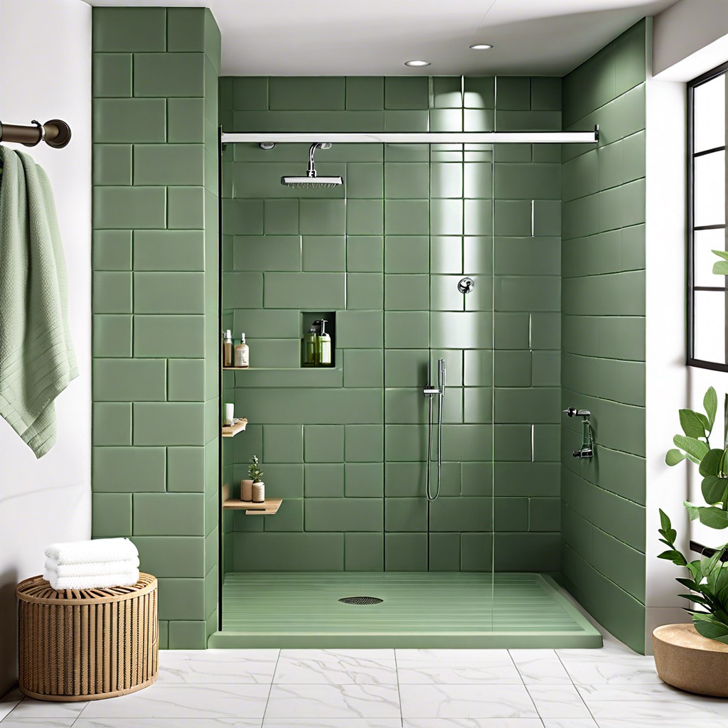 sage green tiles with matte finish