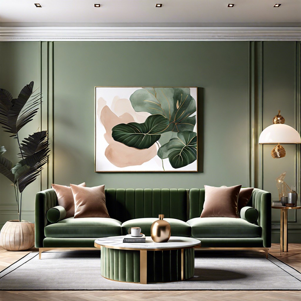 sage green velvet sofa