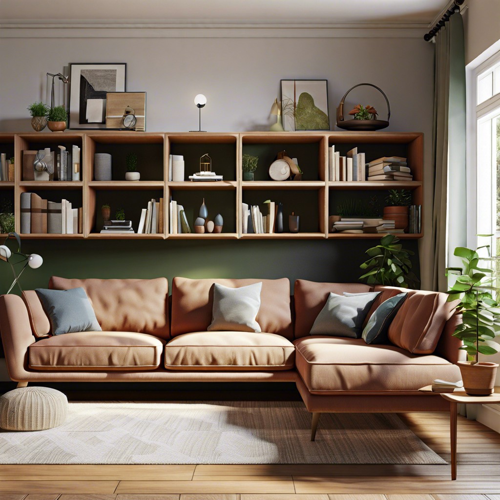 sectional with built in bookshelves